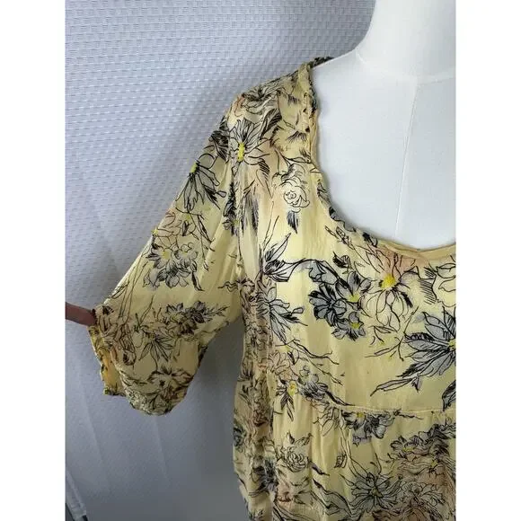 Tianello vintage Shelby boho Floral Babydoll Blouse XL Rayon $128 - Picture 9 of 11